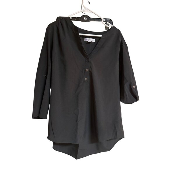 Lilac Bloom Womens XL Black Long Sleeve Button-Up Tunic Top - Picture 1 of 7